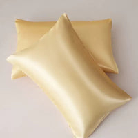 HKM-858323 Solid Color Satin Cloth Pillowcase Set, Soft Polyester Fiber, Plain Weave Design