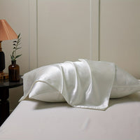 HKM-858323 Solid Color Satin Cloth Pillowcase Set, Soft Polyester Fiber, Plain Weave Design