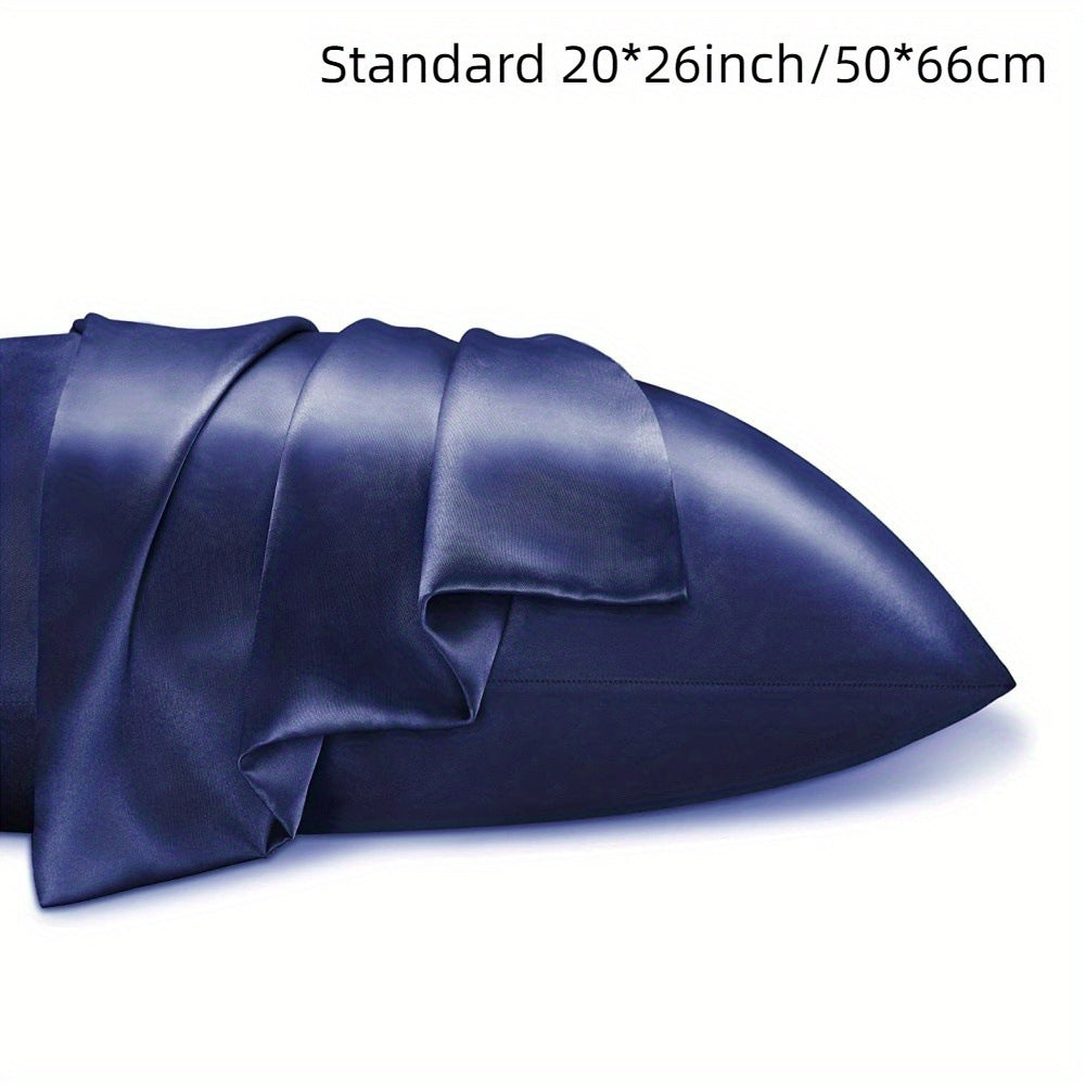 KTX-858323 Solid Color Satin Cloth Pillowcase Set, Soft Polyester Fiber, Plain Weave Design
