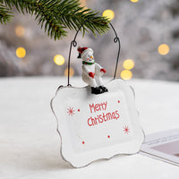 HKM-858323 Wrought Iron Decorative Pendant Featuring Old Man, Snowman, and Elk for Festive Home Decor