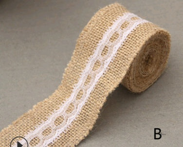 HKM-858451 5CM Wide Jute Lace Roll for DIY Crafts and Home Decor