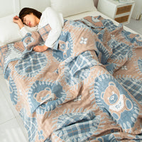 HKM-858515 Cotton Four-Layer Gauze Air Conditioning Blanket, Multiple Sizes Available