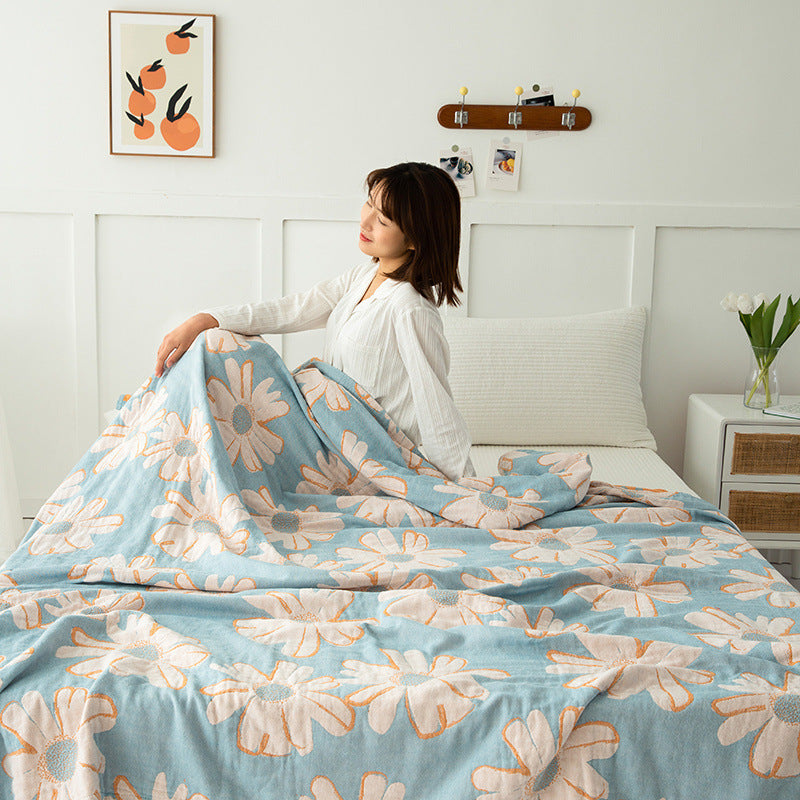 HKM-858515 Cotton Four-Layer Gauze Air Conditioning Blanket, Multiple Sizes Available