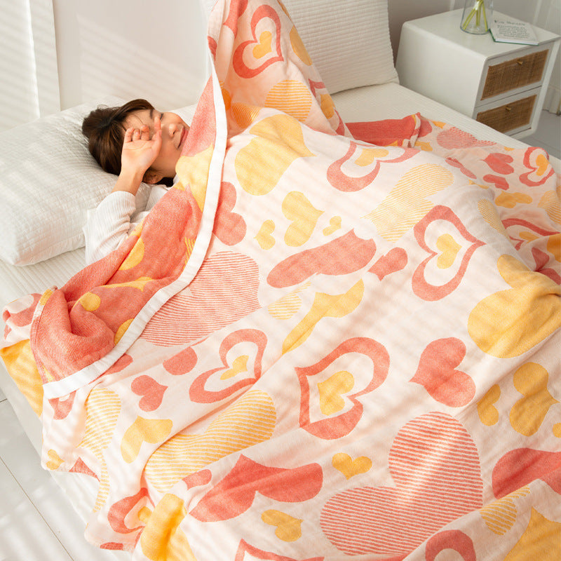 HKM-858515 Cotton Four-Layer Gauze Air Conditioning Blanket, Multiple Sizes Available