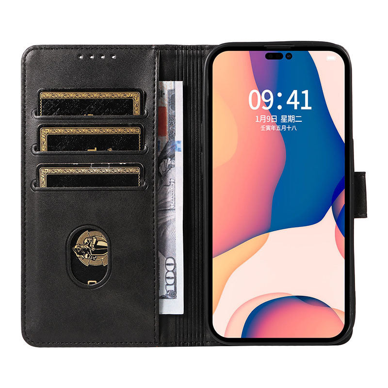 HKM-858771 Cow Print Leather Flip Phone Case for iPhone Models - Multiple Colors Available