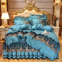 HKM-858835 Thick Velvet Lace Winter Quilted Four-Piece Bedding Set in Various Patterns