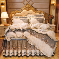HKM-858835 Thick Velvet Lace Winter Quilted Four-Piece Bedding Set in Various Patterns