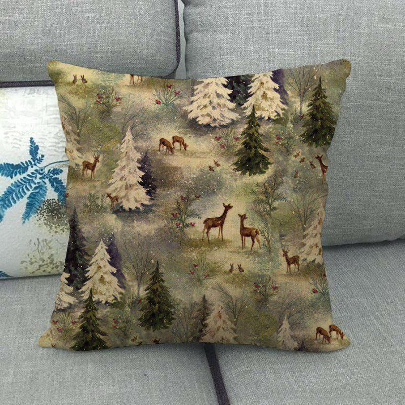 HKM-858899 Cozy American Country Style Linen Pillowcase with Grid Pattern