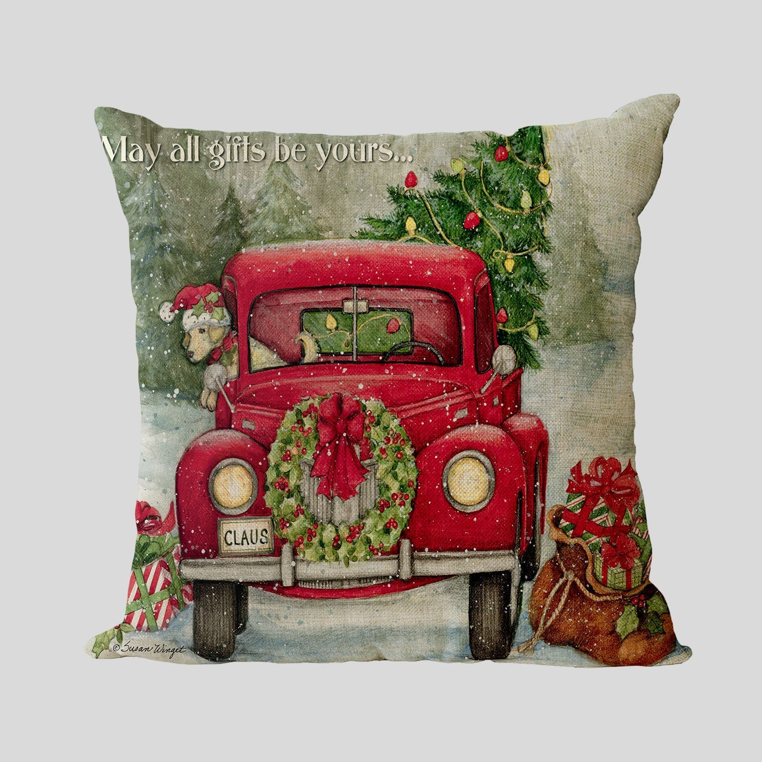 HKM-858899 Cozy American Country Style Linen Pillowcase with Grid Pattern