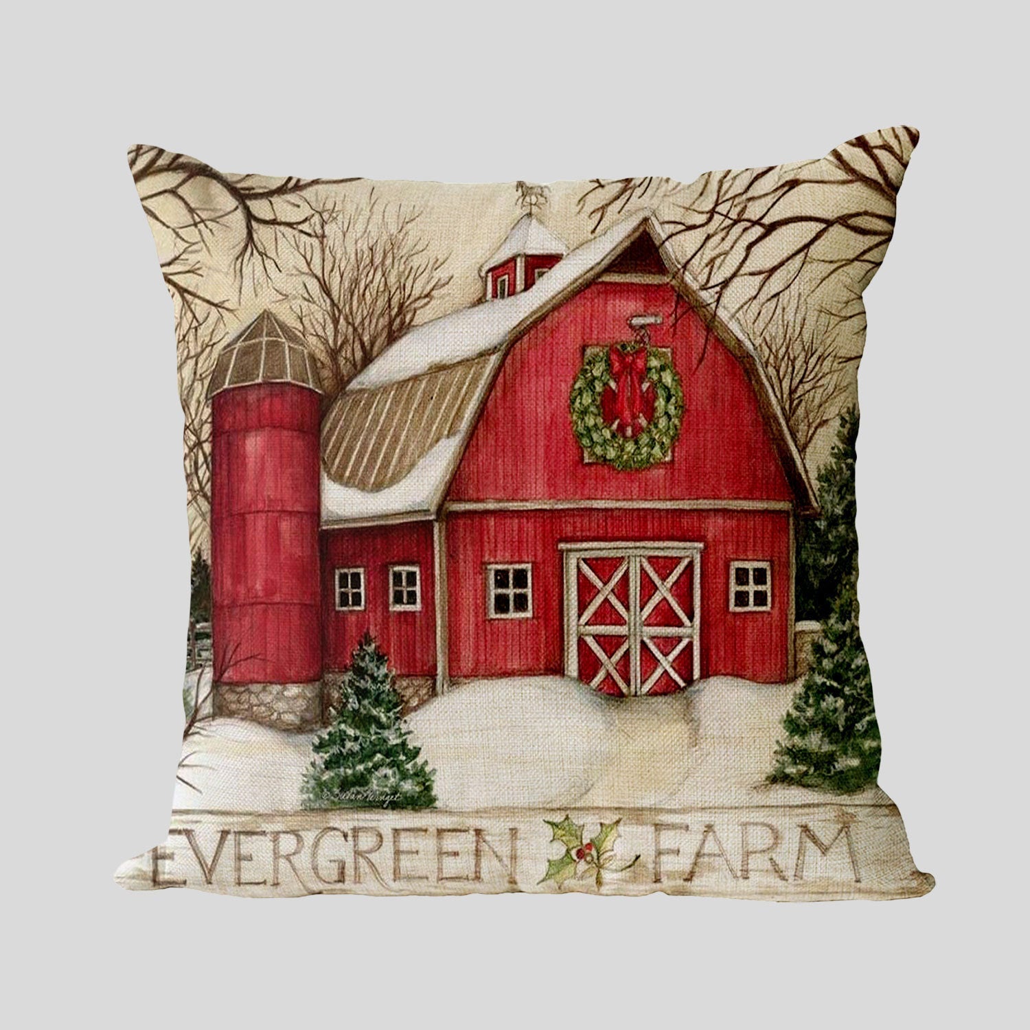 HKM-858899 Cozy American Country Style Linen Pillowcase with Grid Pattern