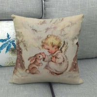 HKM-858899 Cozy American Country Style Linen Pillowcase with Grid Pattern