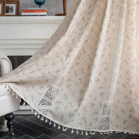 HKM-859219 Short Crochet Partition Curtain with Plaid Stitching - Half Shade Polyester Cotton Decor