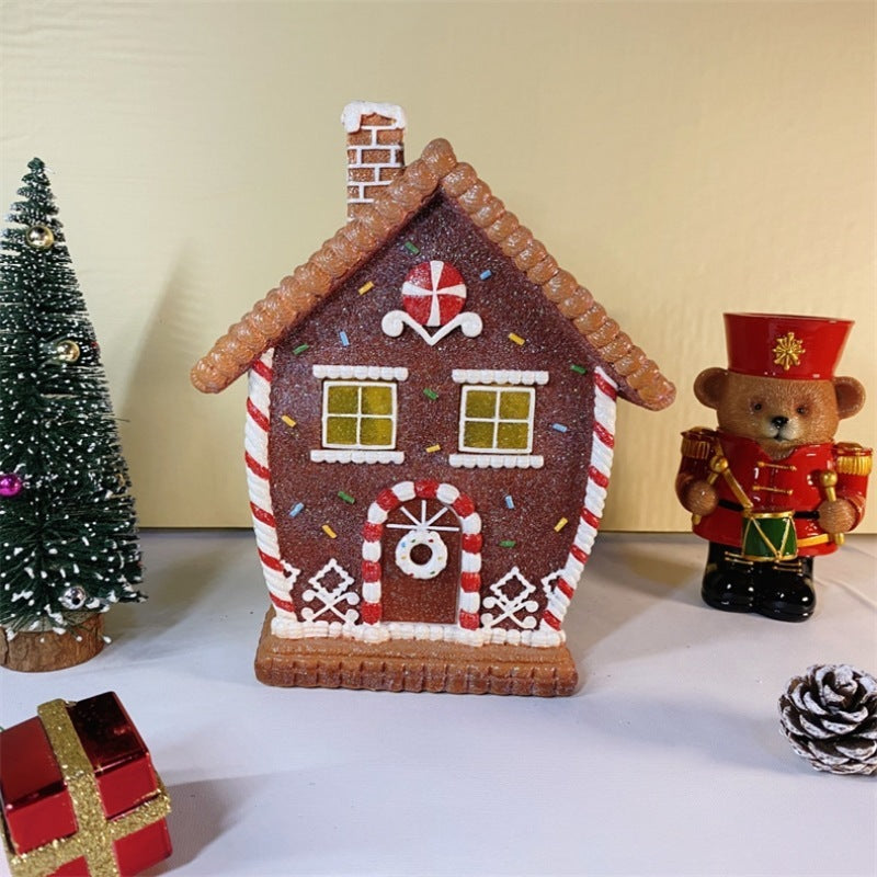 HKM-859283 Festive Gingerbread Man Resin Decoration with LED Light for Christmas Decor