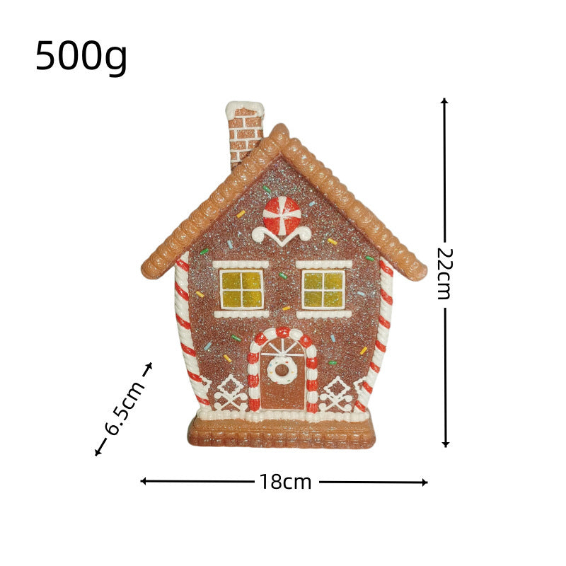 HKM-859283 Festive Gingerbread Man Resin Decoration with LED Light for Christmas Decor