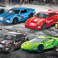 HKM-859667 1/24 Scale Four Wheel Drive Remote Control Drift Racing Car with LED Lights and Replaceable Tires