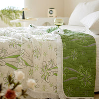 HKM-859667 Floral Pattern Bamboo Fiber Summer Blanket - Lightweight & Breathable, 150x200cm or 200x230cm