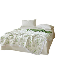 HKM-859667 Floral Pattern Bamboo Fiber Summer Blanket - Lightweight & Breathable, 150x200cm or 200x230cm