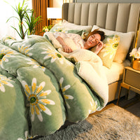 HKM-859667 Thick Lamb Fleece Winter Quilt - Warm Flannel in Various Colors and Sizes