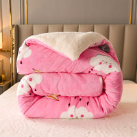 HKM-859667 Thick Lamb Fleece Winter Quilt - Warm Flannel in Various Colors and Sizes