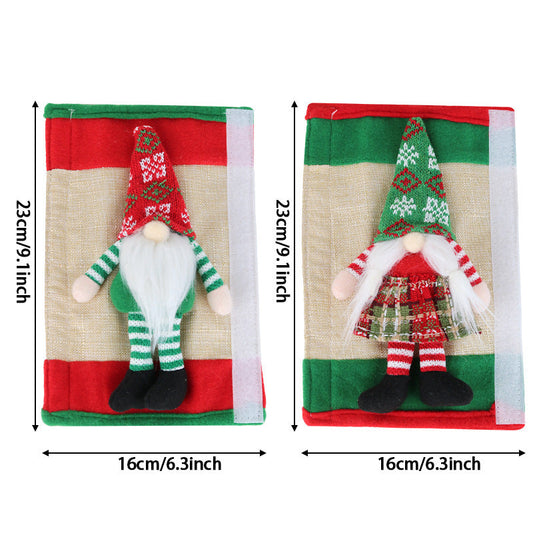 HKM-859795 Christmas Refrigerator Door Handle Covers - Festive Faceless Doll Set for Kitchen Decor