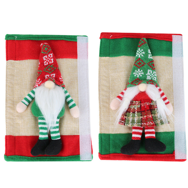 HKM-859795 Christmas Refrigerator Door Handle Covers - Festive Faceless Doll Set for Kitchen Decor