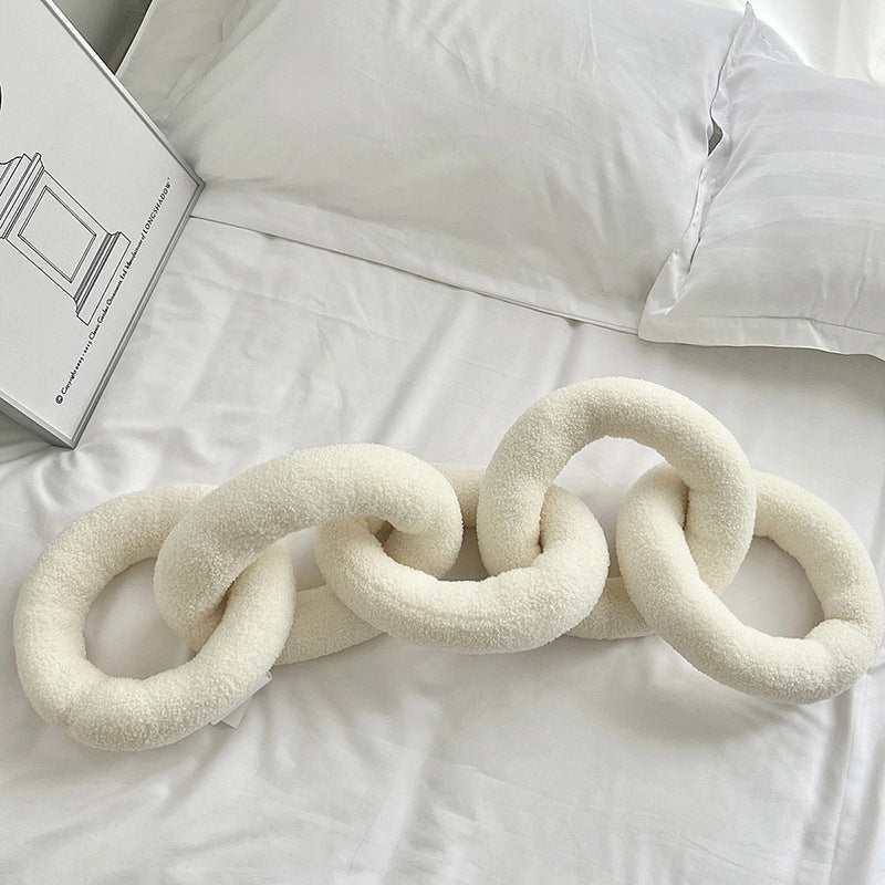 HKM-859795 Love Lock Lambswool Pillow Cushion for Bedroom Decor, 25CM Diameter