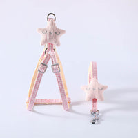 HKM-860179 Chic Starfish Design Dog Pet Harness and Leash Set in Pink, Red, Blue, Khaki