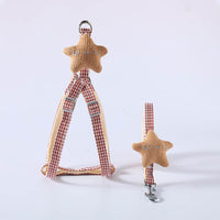HKM-860179 Chic Starfish Design Dog Pet Harness and Leash Set in Pink, Red, Blue, Khaki