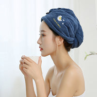 HKM-860243 Absorbent Microfiber Shower Cap – Quick-Drying Coral Fleece Hair Towel with Embroidery Options