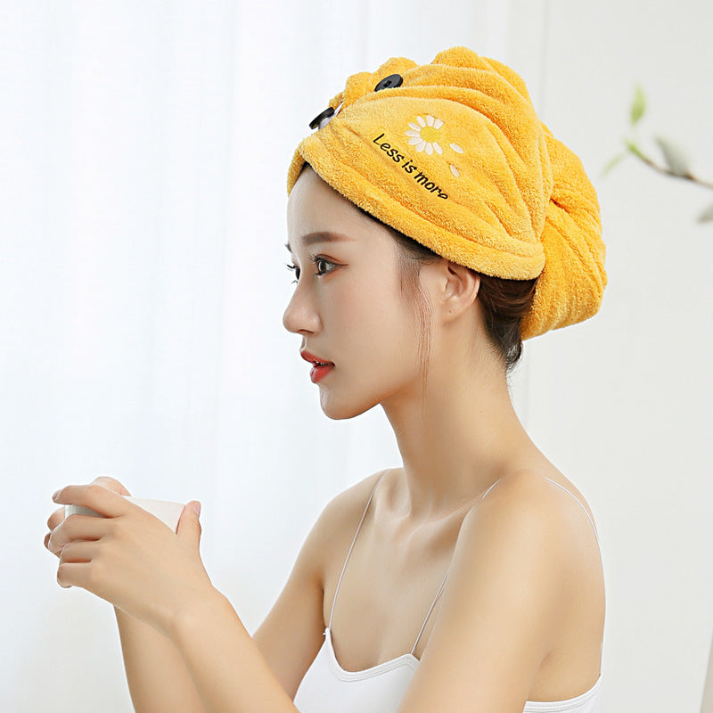 HKM-860243 Absorbent Microfiber Shower Cap – Quick-Drying Coral Fleece Hair Towel with Embroidery Options