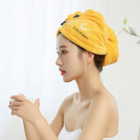 HKM-860243 Absorbent Microfiber Shower Cap – Quick-Drying Coral Fleece Hair Towel with Embroidery Options