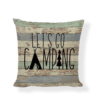 HKM-860371 Square Camping Cushion Cover - Linen/Cotton Print, 45x45CM