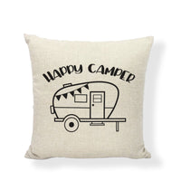 HKM-860371 Square Camping Cushion Cover - Linen/Cotton Print, 45x45CM