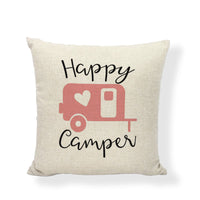 HKM-860371 Square Camping Cushion Cover - Linen/Cotton Print, 45x45CM