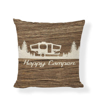 HKM-860371 Square Camping Cushion Cover - Linen/Cotton Print, 45x45CM