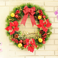 HKM-860435 Handmade Christmas Garland Wreath in Red and Gold, 40CM, PVC Material