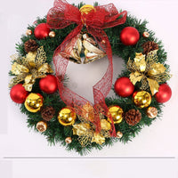 HKM-860435 Handmade Christmas Garland Wreath in Red and Gold, 40CM, PVC Material
