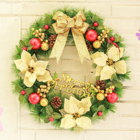 HKM-860435 Handmade Christmas Garland Wreath in Red and Gold, 40CM, PVC Material