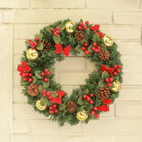 HKM-860435 Handmade Christmas Garland Wreath in Red and Gold, 40CM, PVC Material