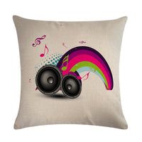 HKM-860499 Abstract Guitar Design Linen Cushion Cover - Modern 45x45cm Cotton Pillowcase