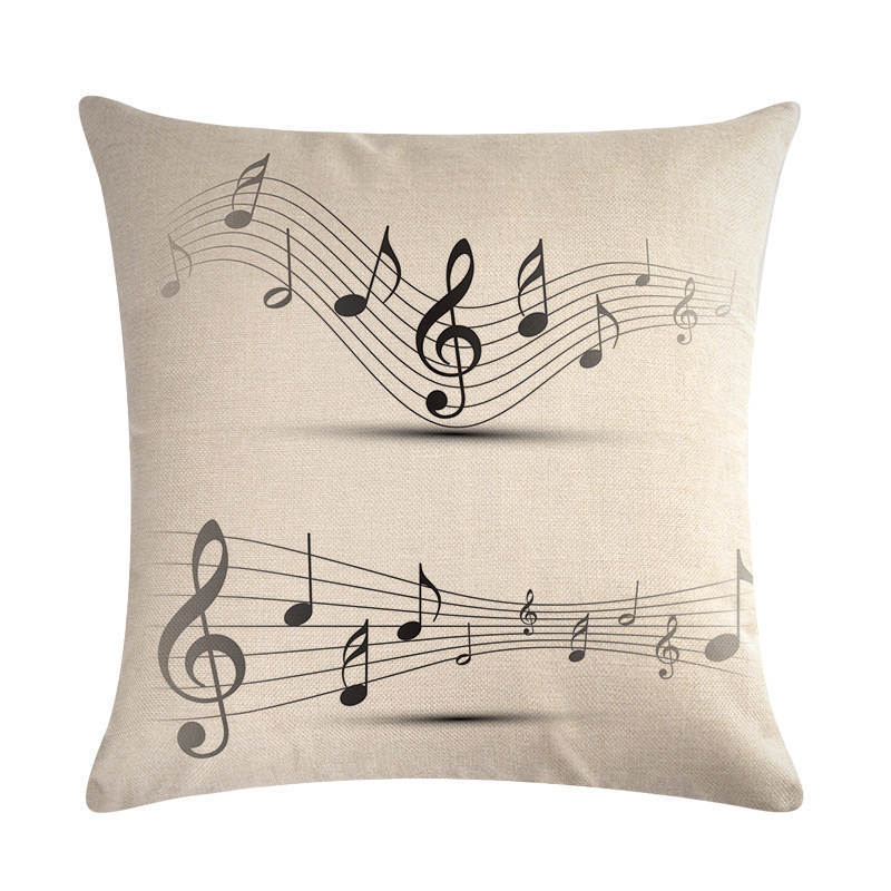 KTX-860499 Abstract Guitar Design Linen Cushion Cover - Modern 45x45cm Cotton Pillowcase