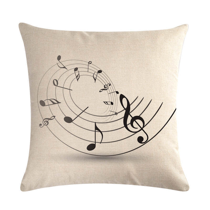 KTX-860499 Abstract Guitar Design Linen Cushion Cover - Modern 45x45cm Cotton Pillowcase