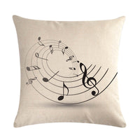 HKM-860499 Abstract Guitar Design Linen Cushion Cover - Modern 45x45cm Cotton Pillowcase