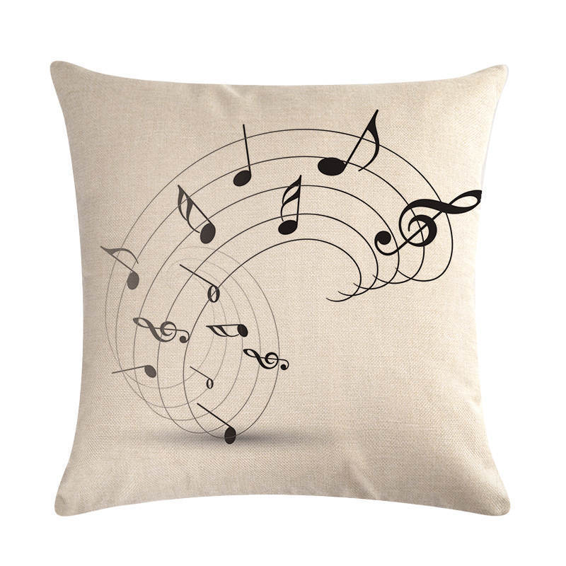 KTX-860499 Abstract Guitar Design Linen Cushion Cover - Modern 45x45cm Cotton Pillowcase