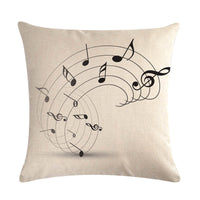 HKM-860499 Abstract Guitar Design Linen Cushion Cover - Modern 45x45cm Cotton Pillowcase