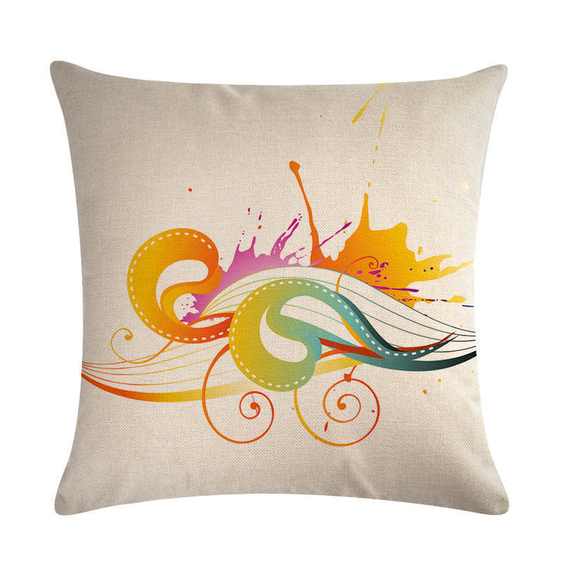 KTX-860499 Abstract Guitar Design Linen Cushion Cover - Modern 45x45cm Cotton Pillowcase