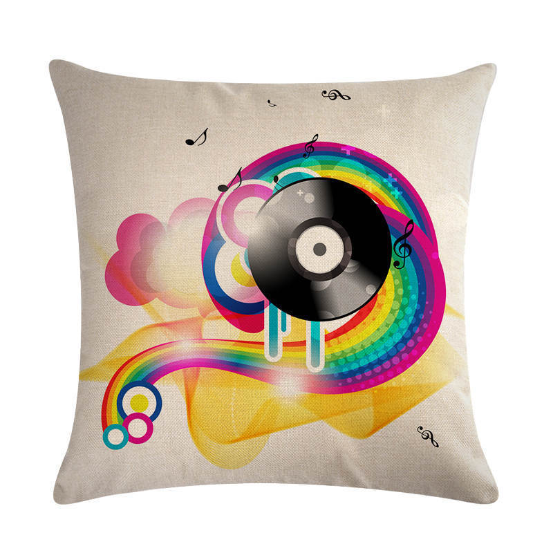 KTX-860499 Abstract Guitar Design Linen Cushion Cover - Modern 45x45cm Cotton Pillowcase