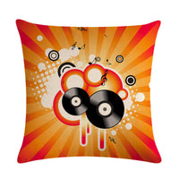 HKM-860499 Abstract Guitar Design Linen Cushion Cover - Modern 45x45cm Cotton Pillowcase