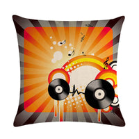 HKM-860499 Abstract Guitar Design Linen Cushion Cover - Modern 45x45cm Cotton Pillowcase