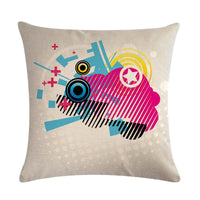 HKM-860499 Abstract Guitar Design Linen Cushion Cover - Modern 45x45cm Cotton Pillowcase